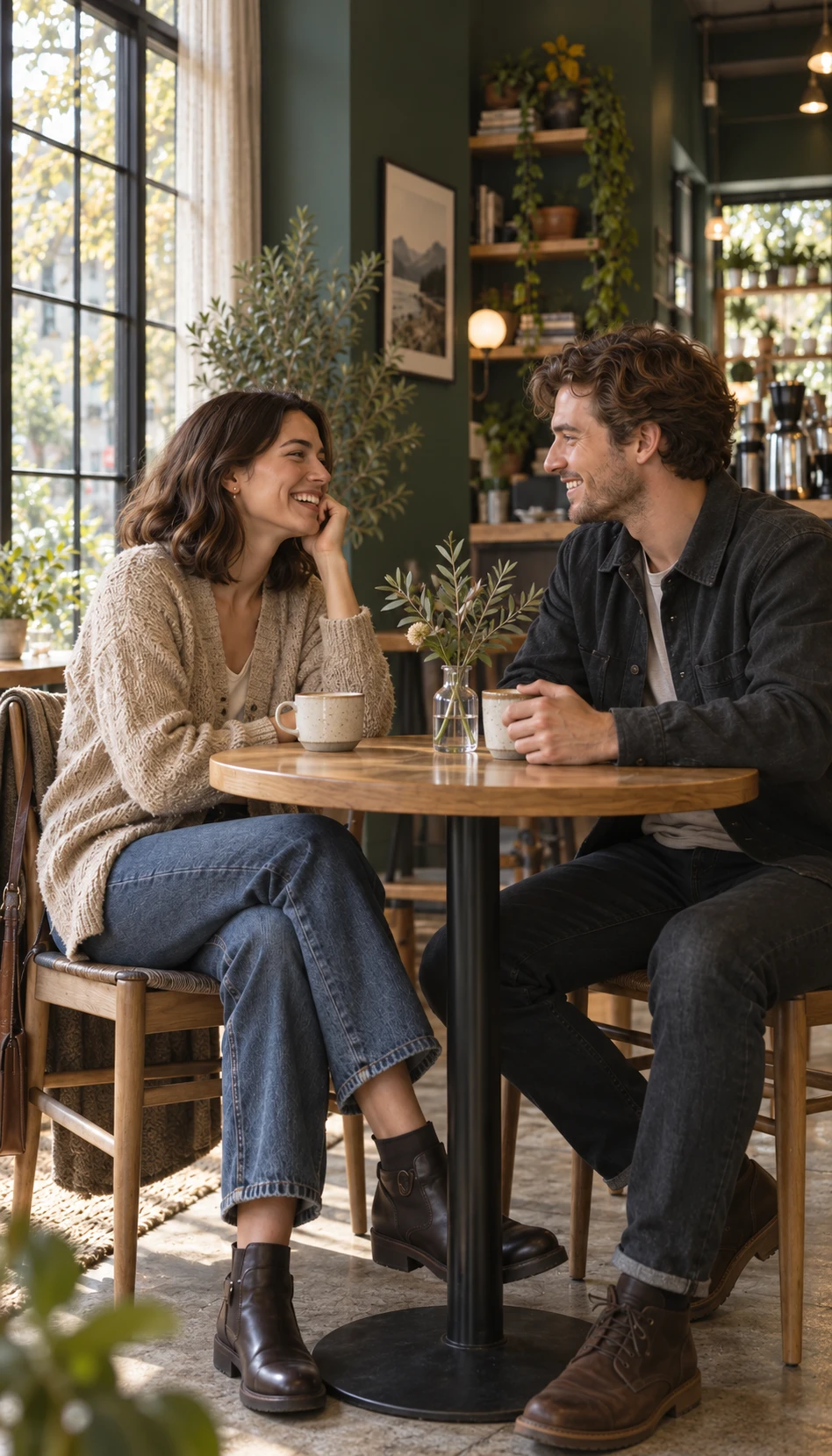 An illustrative one-to-one café conversation.
