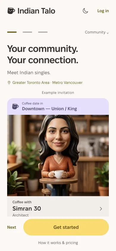 Actual Expo Welcome screen: a fictional Indian introduction and its meeting area.