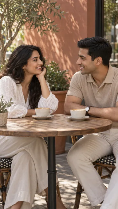 An illustrative one-to-one café conversation.